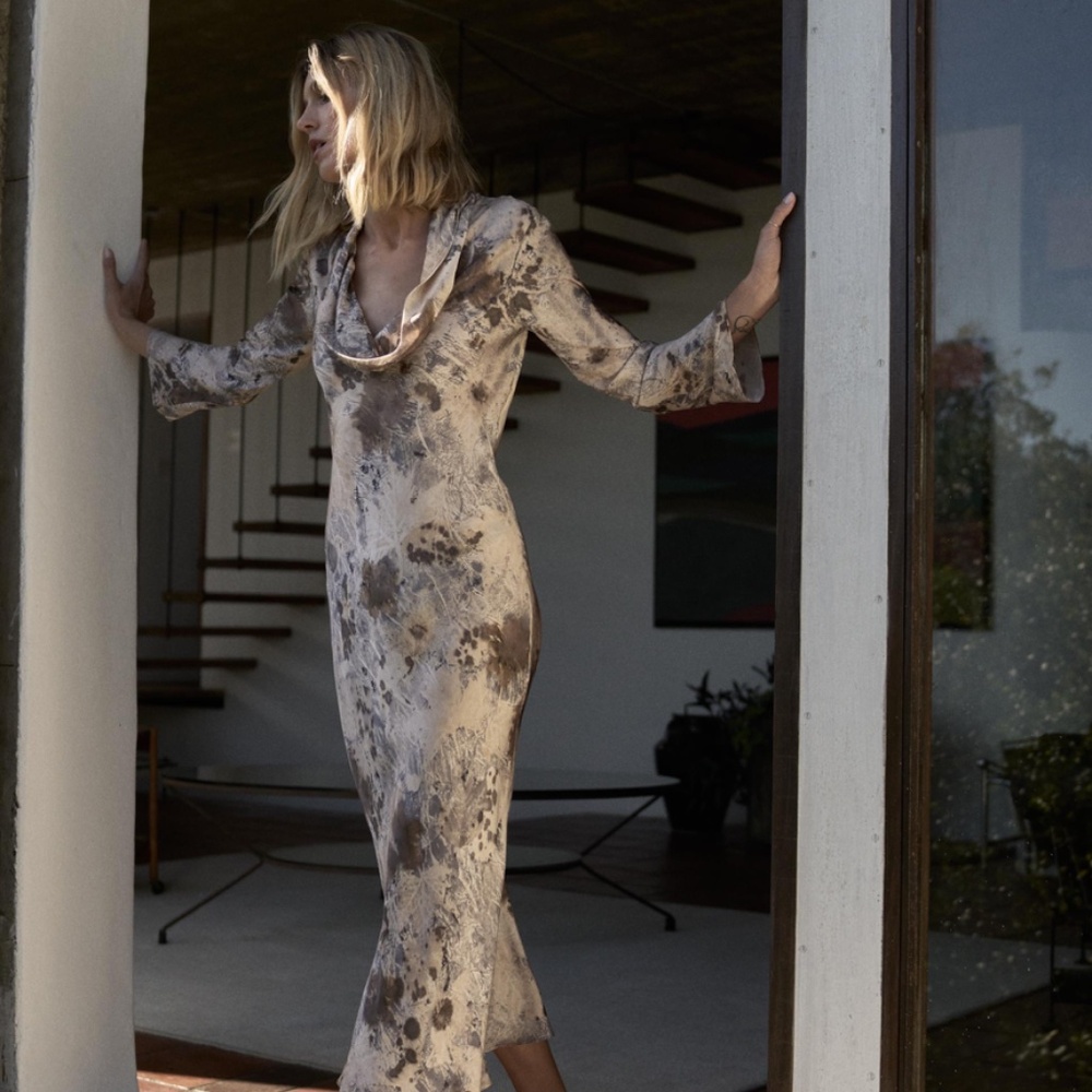 Zara ZW Collection Silky Animal Printed Dress - Picture 2 of 5